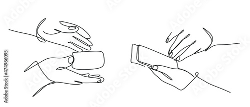 continuous drawing Fortune-telling on cards female hands in four hands, fortune telling, game