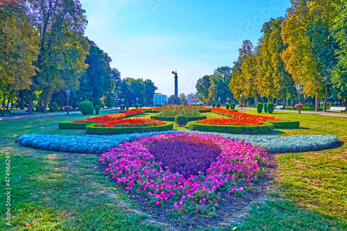 The flower beds in Hull Park, Poltava, Ukraine photo
