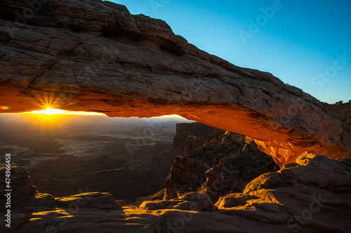 First sunbeam in the Mesa Arch. The amazing morning view