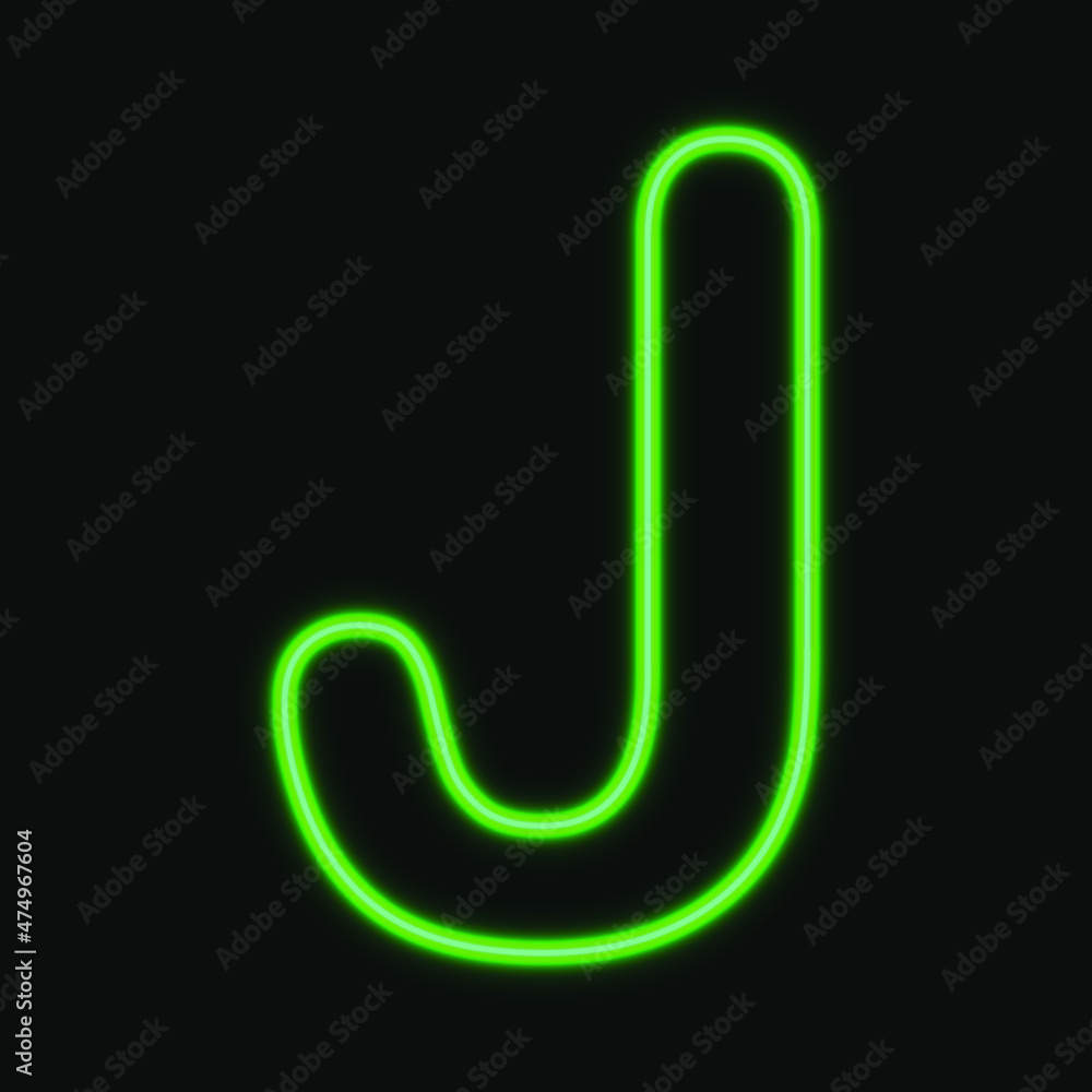 Capital Neon letter J. glowing neon alphabet. Night show alphabet. vector Illustration. eps 10 Capital Neon letter J. glowing neon alphabet. Night show alphabet. vector Illustration. eps 10