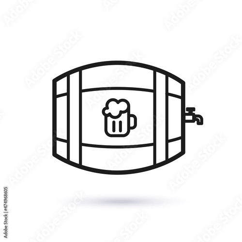 Drawing of a barrel of beer. Monochrome illustration. 