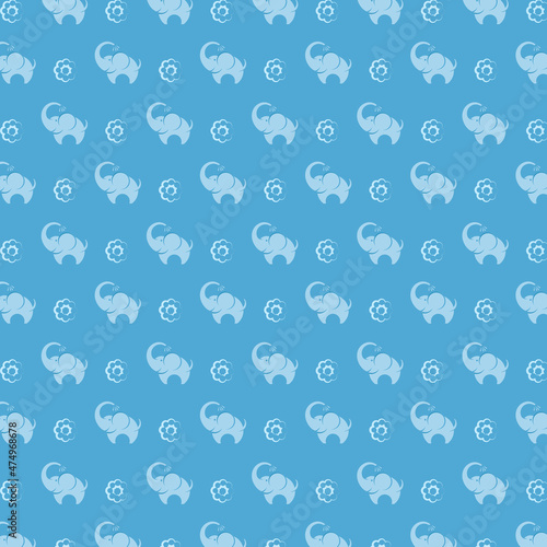 Vector illustration of elephants on a blue background.