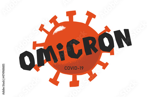 New variant of coronavirus - omicron, illustration on white background.