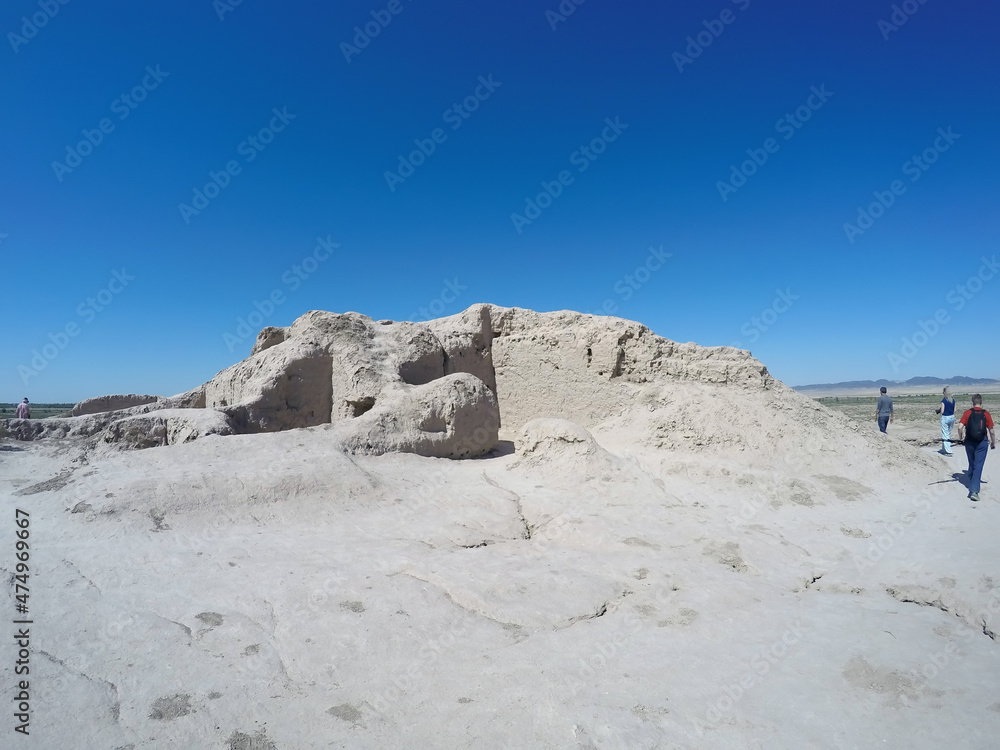 ruins of fortress  ancient Khorezm, in the Kyzylkum desert in Uzbekistan..