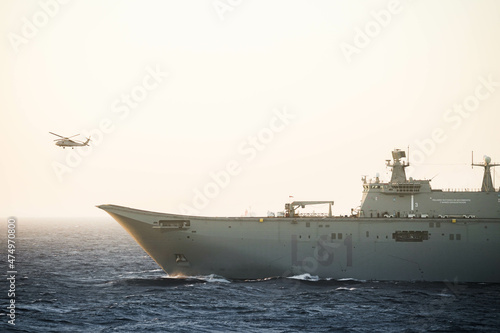 us nato navy military ships sailing at sea during a nato humanitarian operation in the ocean photo