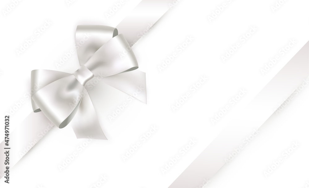 Shiny white satin ribbon on white background Shiny white satin ribbon on white background