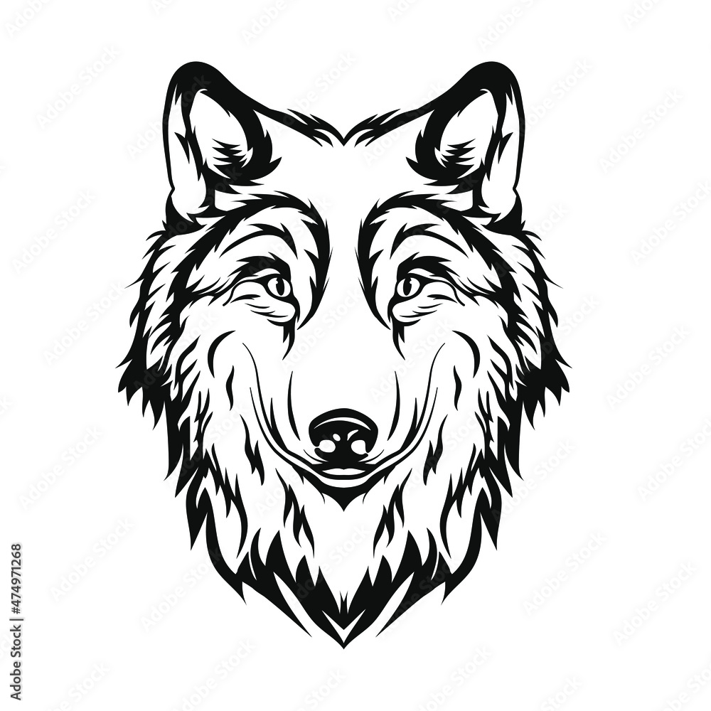 Fototapeta premium Beautiful wolf tattoo.Vector wolf's head as a design element