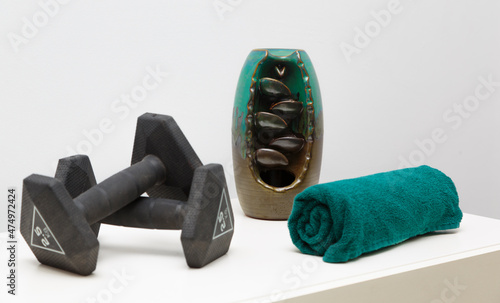 Still life image of wellness and healthy lifestyle objects