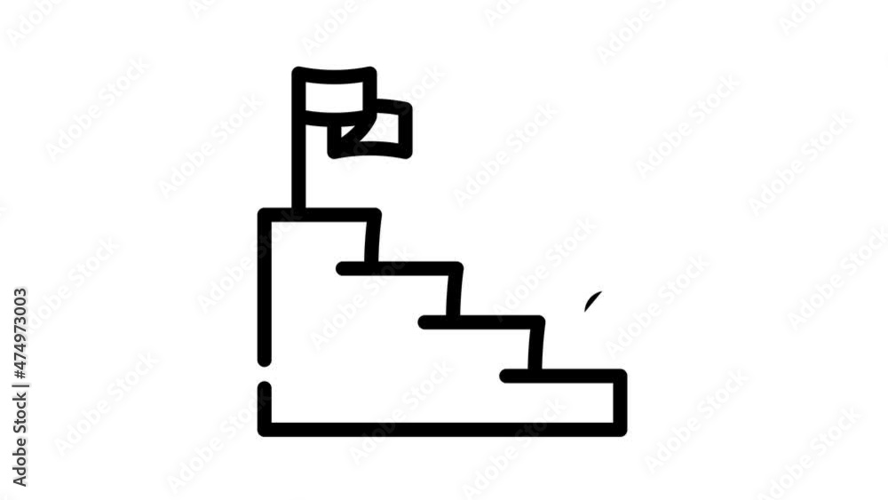 ball falling on stairs animated line icon ball falling on stairs sign. isolated on white background ball falling on stairs animated line icon ball falling on stairs sign. isolated on white background