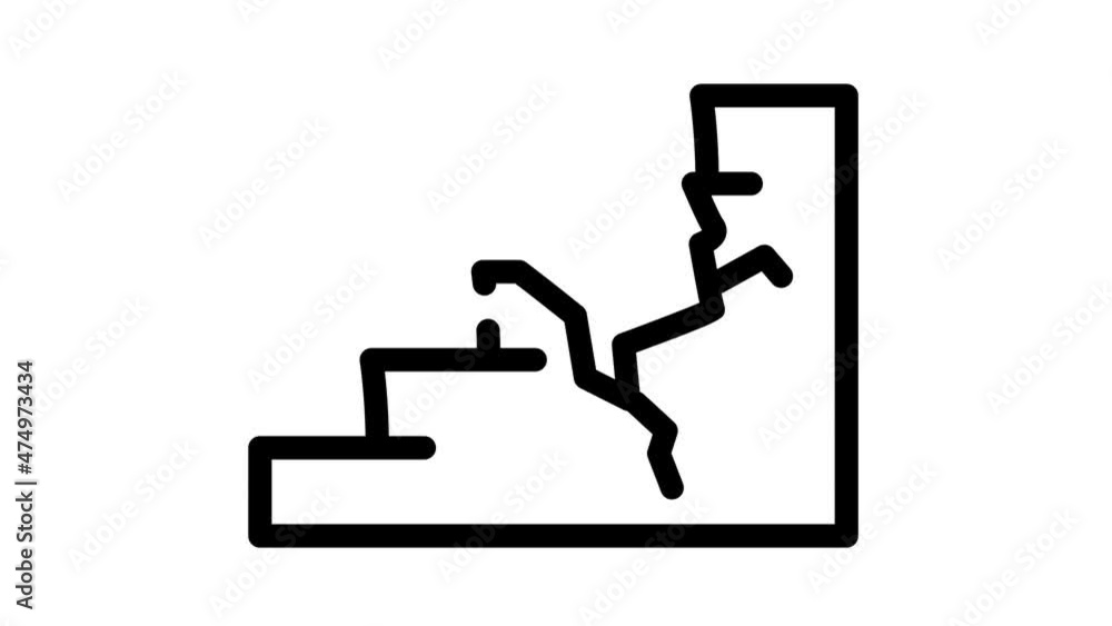 damaged stair animated line icon damaged stair sign. isolated on white background damaged stair animated line icon damaged stair sign. isolated on white background