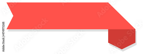 Folded ribbon arrow. Red blank pointing tag
