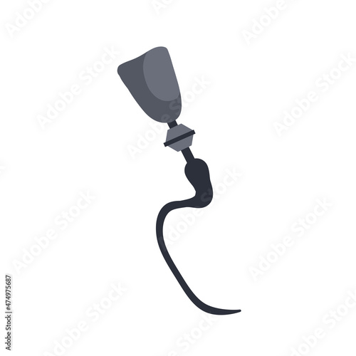 Prosthetic leg. Sport medical accessory for running. Artificial mechanical iron limb. Professional sports for disabled. Flat cartoon