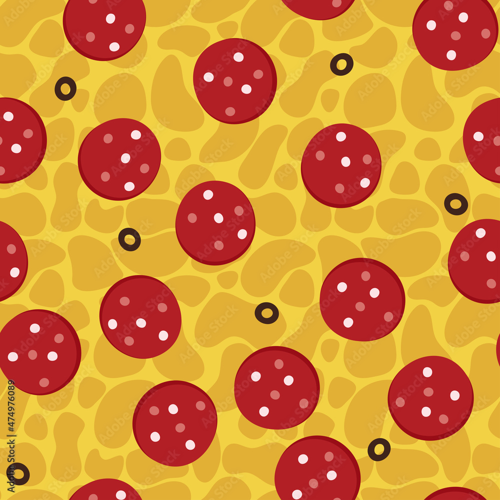 Pizza filling. Seamless pattern. Vector illustration Pizza filling. Seamless pattern. Vector illustration