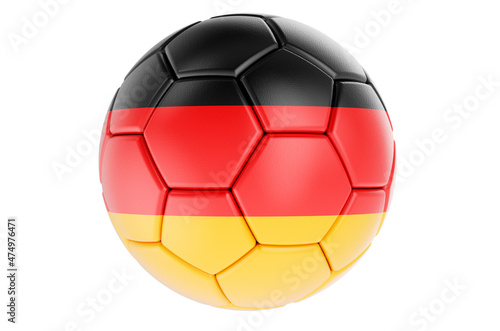 Soccer ball or football ball with German flag  3D rendering