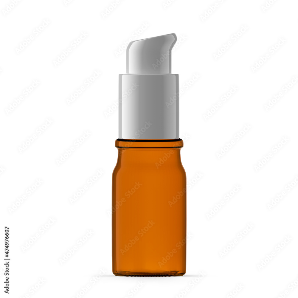 5ml Amber Glass Pump Bottle. Isolated 5ml Amber Glass Pump Bottle. Isolated