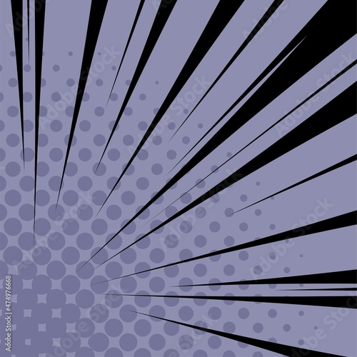 Violet Manga anime action frame lines. Pop art retro background with exploding rays of lightning comic style, vector illustration. Abstract explosive template with speed line on transparent background