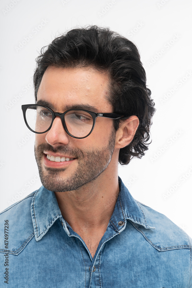 man with glasses, studio shot. man with glasses, studio shot.
