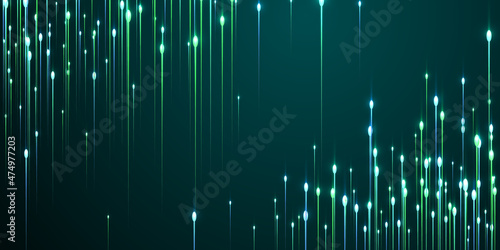 Dynamic vertical line rays data flows vector.