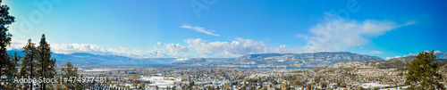Photography Panoramic view of Kelowna British Columbia in the winter time from Dilworth Moun