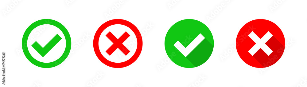 Check mark cross icon. Checklist signs. Vote tick elements. Check mark green and cross red symbols. Stock vector Check mark cross icon. Checklist signs. Vote tick elements. Check mark green and cross red symbols. Stock vector