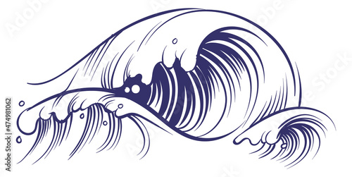 Big rushing wave. Water curl for ocean surf