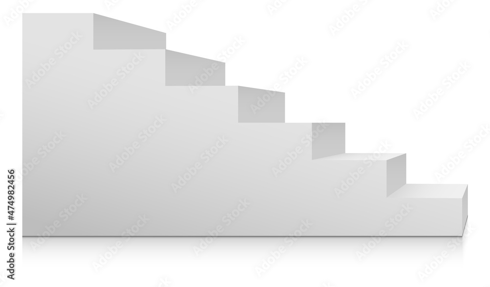 Fototapeta premium Stairs side view. Blank white staircase for climbing. Progress symbol