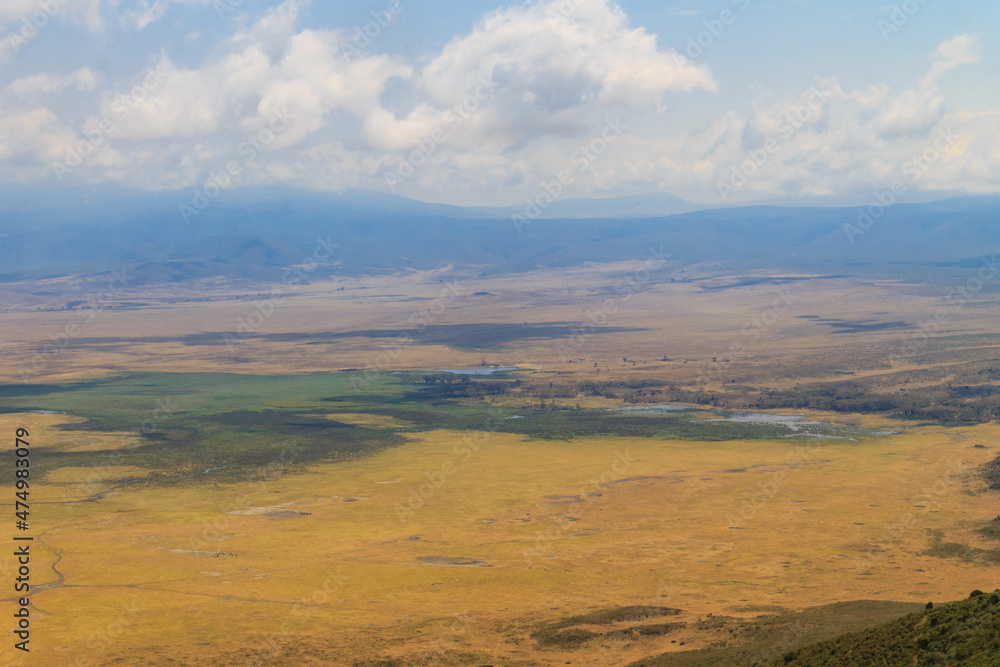 Fototapeta premium Aerial view of Ngorongoro crater national park in Tanzania