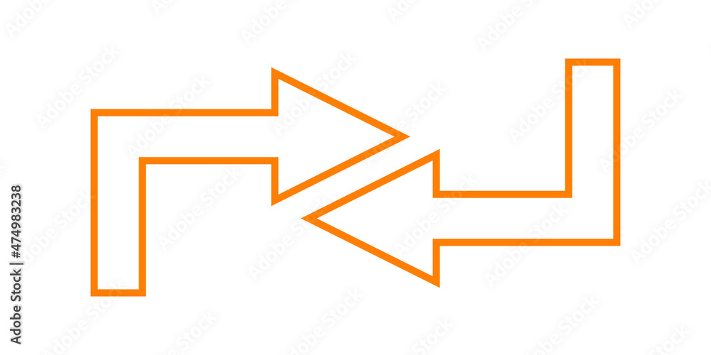 Opposite direction of arrow Icon in flat design on white background, vector illustraton. Opposite direction of arrow Icon in flat design on white background, vector illustraton.