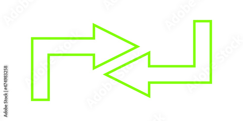 Opposite direction of arrow Icon in flat design on white background, vector illustraton.