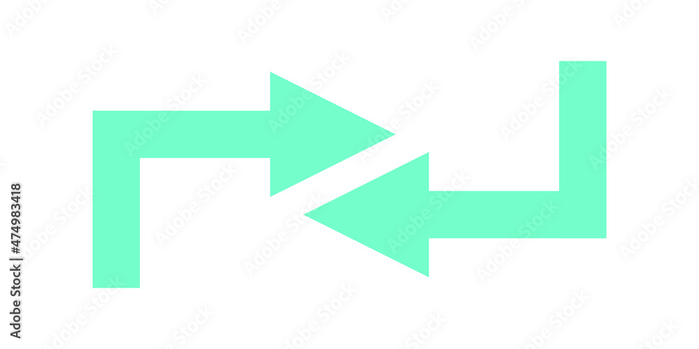 Opposite direction of arrow Icon in flat design on white background, vector illustraton. Opposite direction of arrow Icon in flat design on white background, vector illustraton.