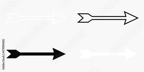 Set  of Arrow icon vector. Arrow icon illustration on gray background