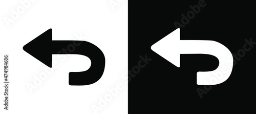 Go back return arrow icon. Go back return arrow icon sign symbol in trendy flat style. Go back return arrow icon illustration isolated on white and black background photo
