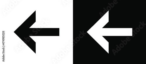 Go back left arrow icon. Return arrow icon sign symbol in trendy flat style. Left vector icon illustration isolated on white and black background