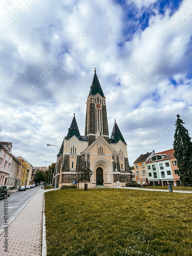 Church in Brno with dramatic clouds