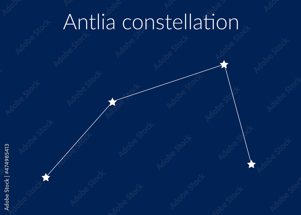 Antlia zodiac constellation sign with stars on blue background of cosmic sky Antlia zodiac constellation sign with stars on blue background of cosmic sky