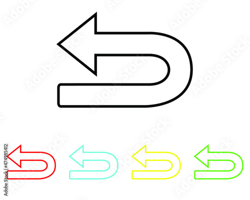 Go back left arrow icon. Return arrow  icon sign symbol in trendy flat style. Set elements in colored icons. Left vector icon illustration isolated on white background