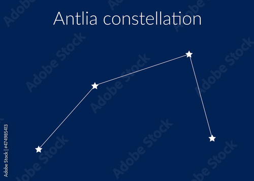 Antlia zodiac constellation sign with stars on blue background of cosmic sky