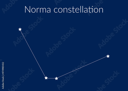 Norma zodiac constellation sign with stars on blue background of cosmic sky