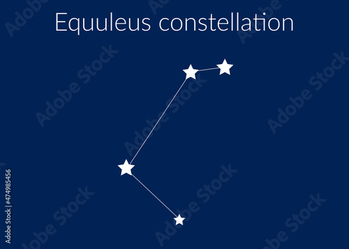 Equuleus zodiac constellation sign with stars on blue background of cosmic sky