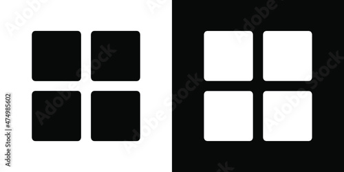 Vector navigation menu UI icon. Four squares icon. Signs and symbols collection icon for web site design, logo, app, UI isolated on white and black background