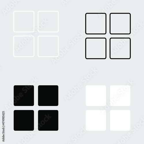 Set of Vector navigation menu UI icon. Four squares icon. Signs and symbols collection icon for web site design, logo, app, UI isolated on gray background