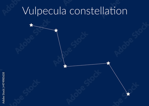 Vulpecula zodiac constellation sign with stars on blue background of cosmic sky