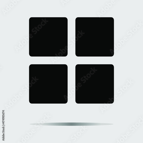 Vector navigation menu UI icon. Four squares icon. Signs and symbols collection icon for web site design, logo, app, UI isolated on gray background
