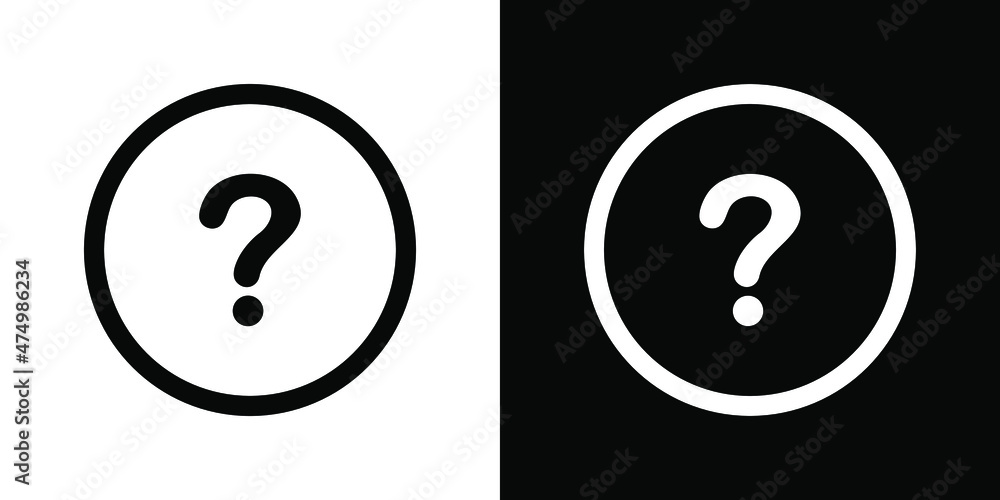 Question Mark Icon - Vector, Sign and symbol for web site design, logo, app, UI. Question mark icon in circle isolated on white and black background Question Mark Icon - Vector, Sign and symbol for web site design, logo, app, UI. Question mark icon in circle isolated on white and black background