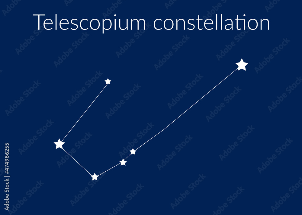 Telescopium zodiac constellation sign with stars on blue background of cosmic sky Telescopium zodiac constellation sign with stars on blue background of cosmic sky