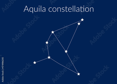 Aquila zodiac constellation sign with stars on blue background of cosmic sky