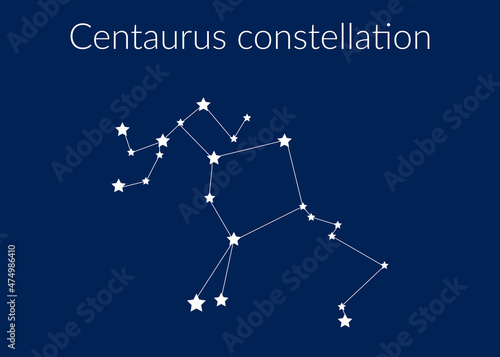 Centaurus zodiac constellation sign with stars on blue background of cosmic sky