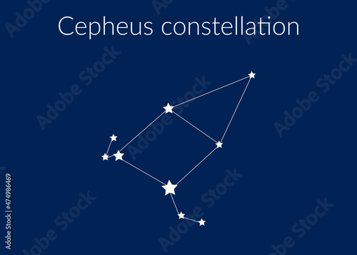 Cepheus zodiac constellation sign with stars on blue background of cosmic sky
