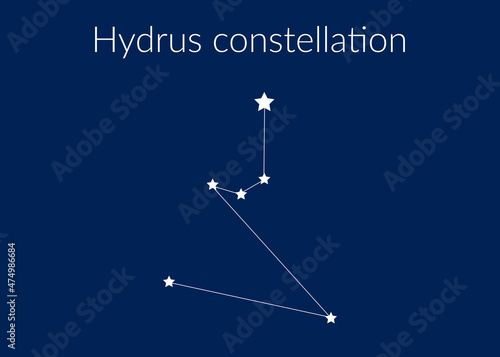 Hydrus zodiac constellation sign with stars on blue background of cosmic sky