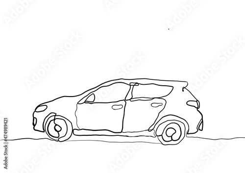 Continuous line drawing of car. Line old car continuous line  drawing  Continuous one line drawing . 
